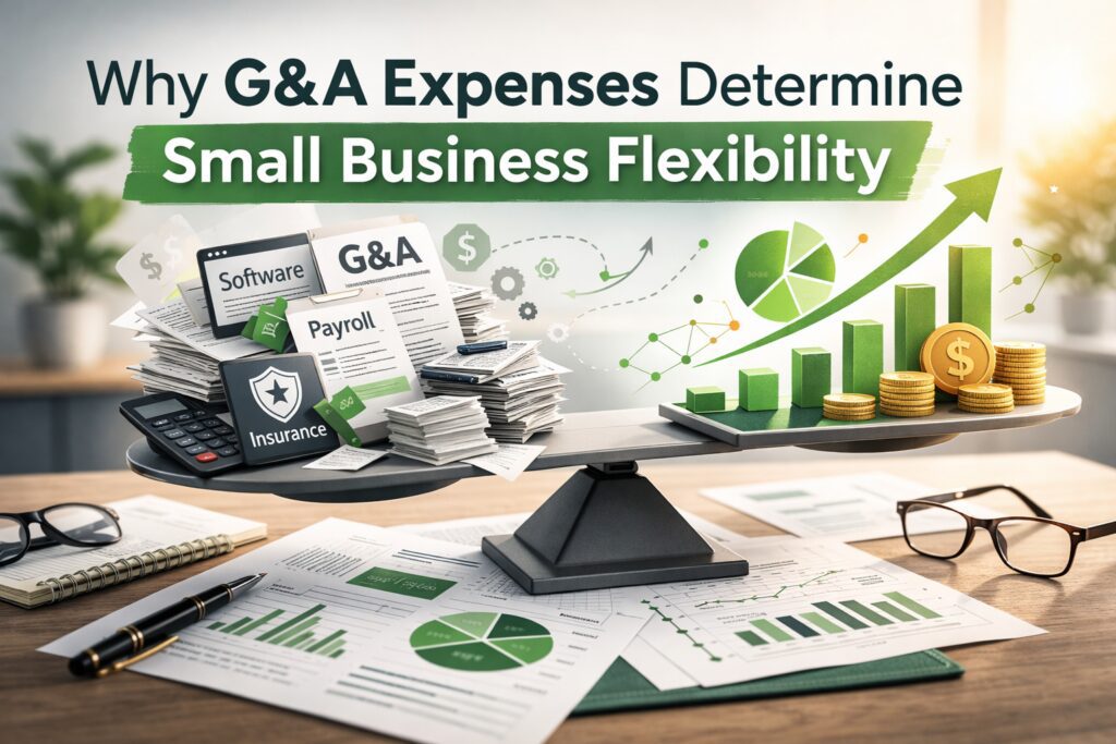 image featuring text and graph trend on a text about g&a expenses determing small business flexibility