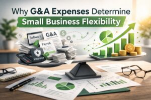 image featuring text and graph trend on a text about g&a expenses determing small business flexibility